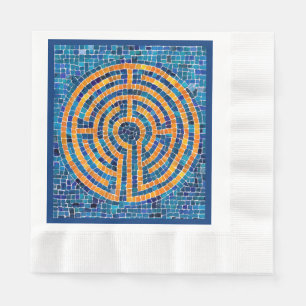 Serviette En Papier LABYRINTH IV Papier à lunch moulé Napkin - Bleu