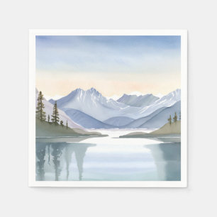 Serviette En Papier Lac Tahoe   Paysage de montagne à l'aquarelle