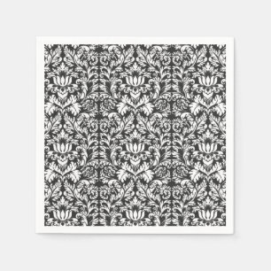 Serviette En Papier Lace noir blanc Damas Brocade
