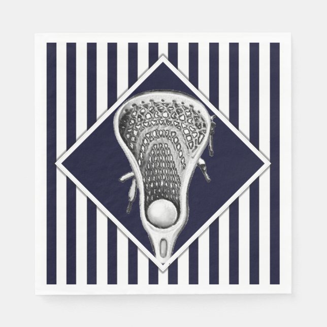Serviette En Papier Lacrosse Sports Marine Bleue (Devant)