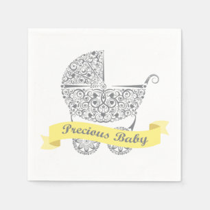 Serviette En Papier Lacy Baby Carriage Napkin Jaune 1