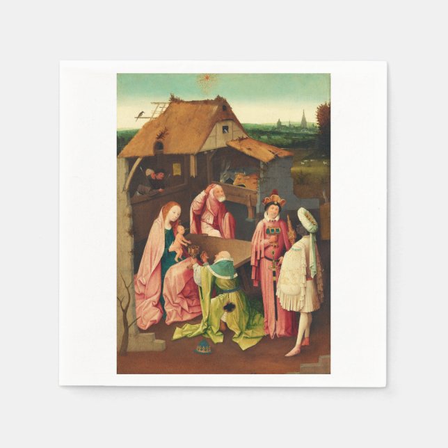 Serviette En Papier L'Adoration des mages par Jérôme Bosch (Devant)