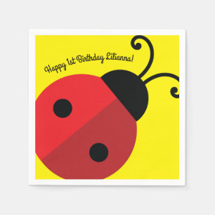 Serviette En Papier Lady Bug Cute 1ère fête d'anniversaire