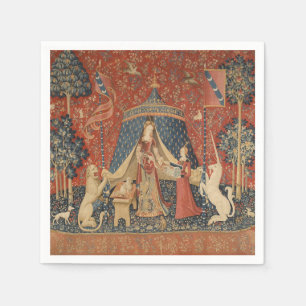Serviette En Papier Lady Et La Licorne Moyen Age Tapisserie Vintage
