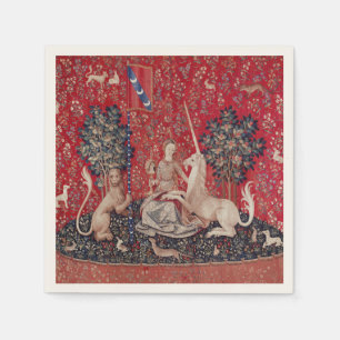 Serviette En Papier Lady et Unicorne Vue de la Tapisserie Médiévale