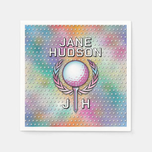 Serviette En Papier Lady Golfer Personnalisé Conception Monogramme