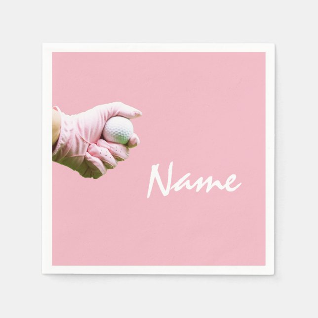 Serviette En Papier Lady golfer tient une balle de golf sur le golf ro (Devant)