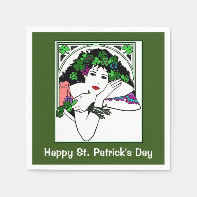 Serviette En Papier Lady On St. Patricks Day Napkins (Devant)