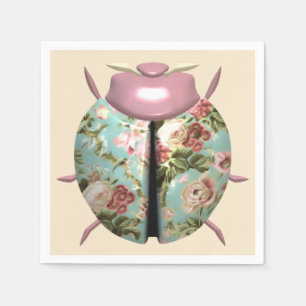 Serviette En Papier Ladybug chintz floral victorien mignon rose bleu