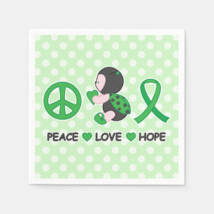 Serviette En Papier Ladybug Peace Love Hope Green Awareness Ruban