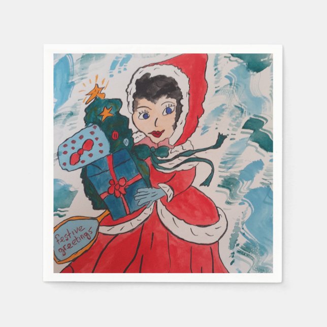 Serviette En Papier L'aide de Père Noël en papier (Devant)