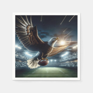 Serviette En Papier L'aigle à tête blanche vole avec un football