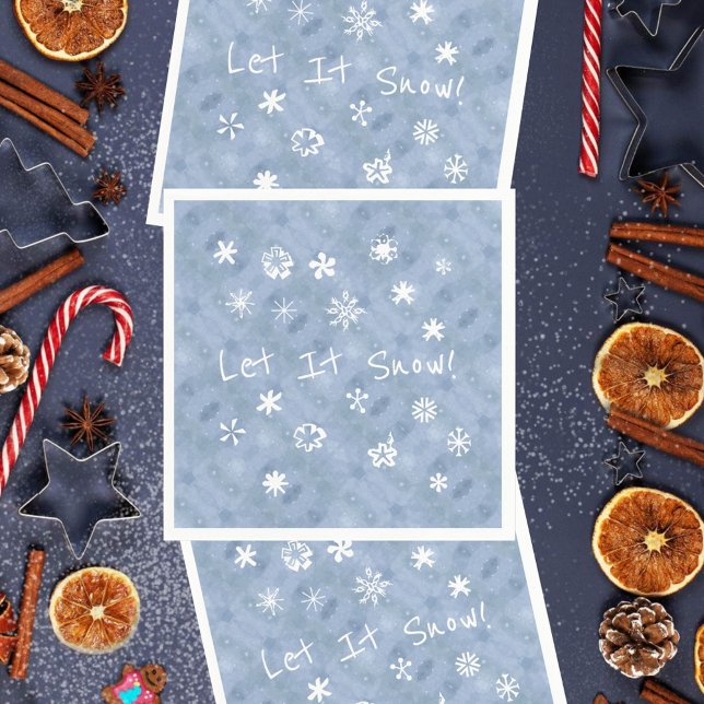 Serviette En Papier Laisser Enneiger Fun Flakes Blue Winter Holiday (Créateur téléchargé)