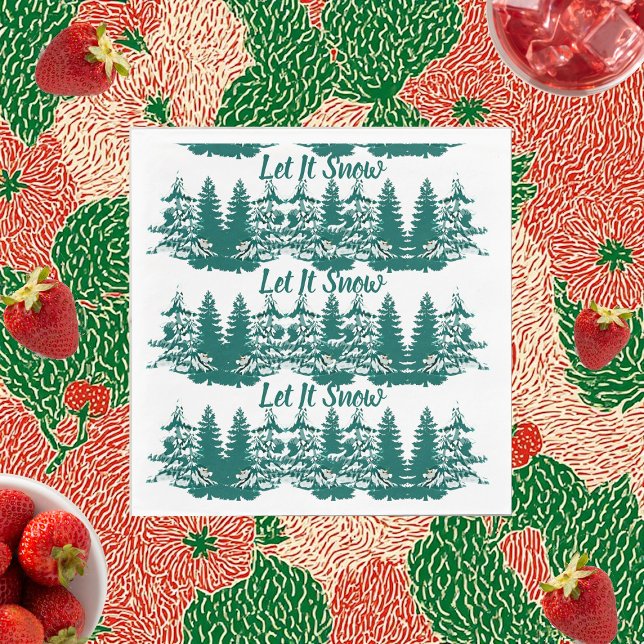 Serviette En Papier Laisser la neige aquarelle hiver Noël Bois (Let it Snow Watercolor Winter Christmas Woodland Napkins)