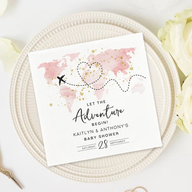 Serviette En Papier "Laissons Commencer L'Aventure !" Baby shower Cart (Créateur téléchargé)