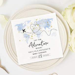 Serviette En Papier "Laissons Commencer L'Aventure !" Baby shower Cart