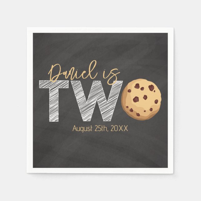 Serviette En Papier Lait et biscuits serviettes 2e anniversaire - "Two (Devant)