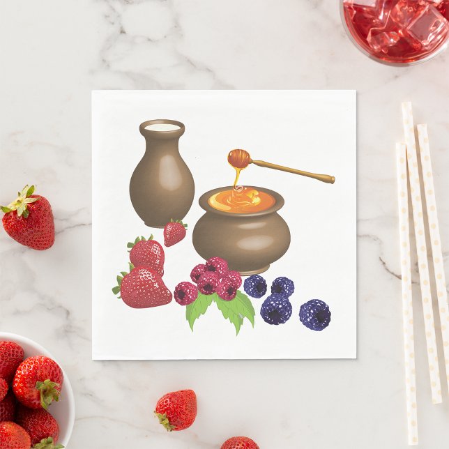 Serviette En Papier Lait et miel avec baies Alimentation rustique (Créateur téléchargé)