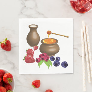 Serviette En Papier Lait et Miel avec Baies Nourriture Rustique