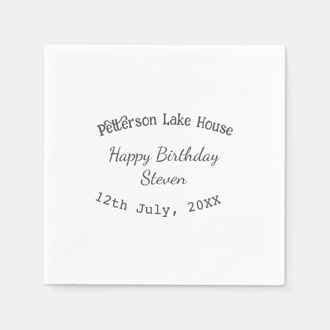 Serviette En Papier Lake house beach happy birthday add name date year (Devant)