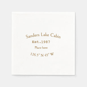 Serviette En Papier Lake house et. Date année coordonnées personnalisé