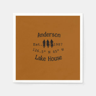 Serviette En Papier Lake house et. Date année coordonnées personnalisé