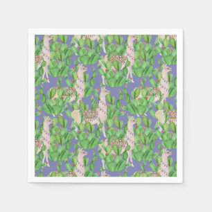 Serviette En Papier Lama d'aquarelle et motif de Catus