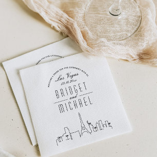 Serviette En Papier L'amour à Las Vegas   Ligne Skyline Ville Déco Mod