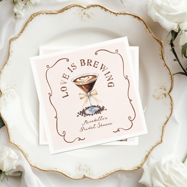 Serviette En Papier L'amour brasse la Fête des mariées Espresso Martin (Créateur téléchargé)