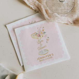 Serviette En Papier L'amour dans la Fête des mariées rose pâle en fleu