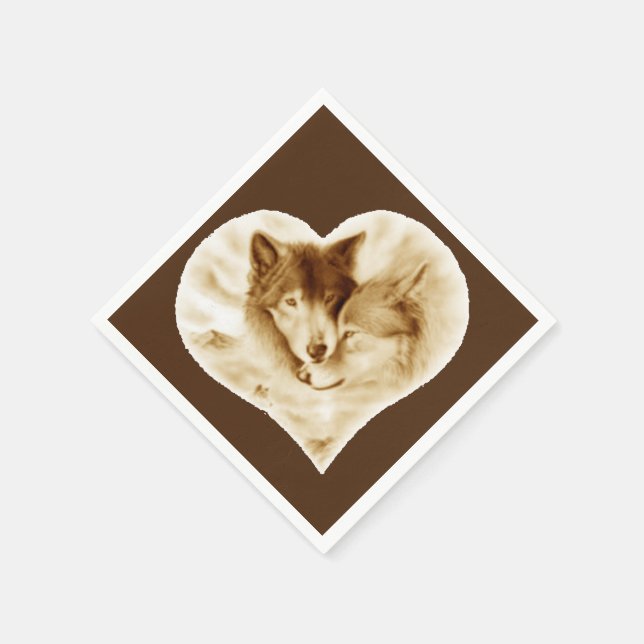Serviette En Papier L'amour du loup (Coin)