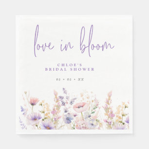 Serviette En Papier L'amour en fleur de fleurs sauvages de Lilac Fête 