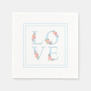 Serviette En Papier L'amour en Fleur Pastel Alphabet Floral