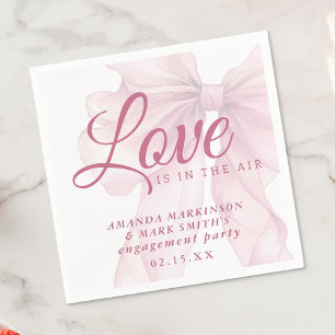 Serviette En Papier L'amour est dans l'air Mauve Rose Noeud Engagement