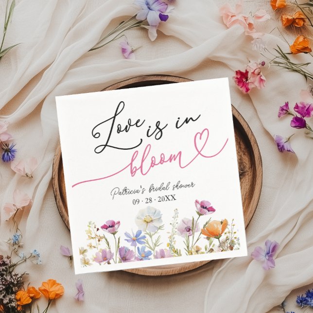 Serviette En Papier L'Amour Est Dans Le Fleur sauvage Fête des mariées (Créateur téléchargé)