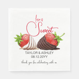 Serviette En Papier L'amour est des fraises enrobées de chocolat sucré