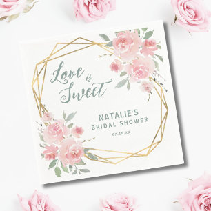 Serviette En Papier L'amour est douce rose Fête des mariées florale se