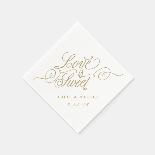 Serviette En Papier "L'amour est doux" Mariage de Parties scintillant  (Coin)