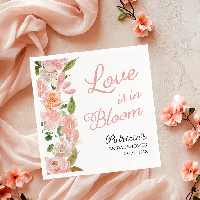Serviette En Papier L'Amour Est En Fête des mariées Fleurie Blush Flor (Créateur téléchargé)