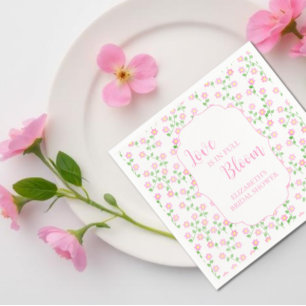 Serviette En Papier L'Amour est en Fleur Rose Floral Shower Nuptial