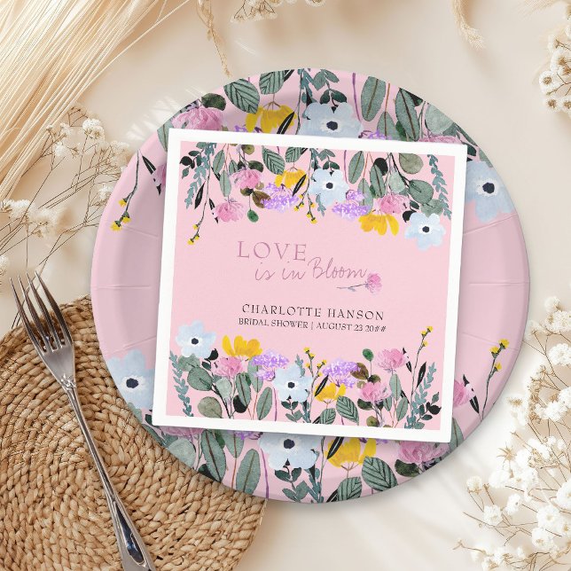 Serviette En Papier L'amour est en fleurs Pelouse de fleurs sauvages j (Love is in Bloom napkins from my Wildflower Lawn Bridal Shower Collection)