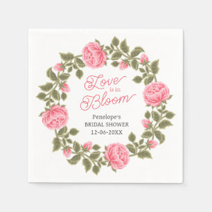 SERVIETTE EN PAPIER L'AMOUR EST EN FLEURS ROSES SAUVAGES ROSES PINK JO