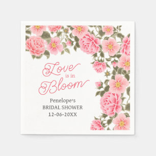 SERVIETTE EN PAPIER L'AMOUR EST EN FLEURS ROSES SAUVAGES ROSES TENDRES
