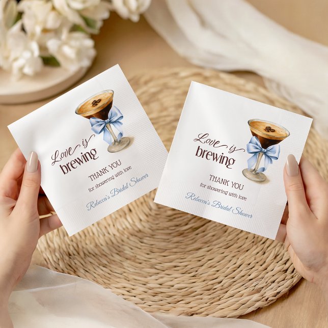 Serviette En Papier L'amour est en train de se préparer Blue Bow Coffe (Créateur téléchargé)