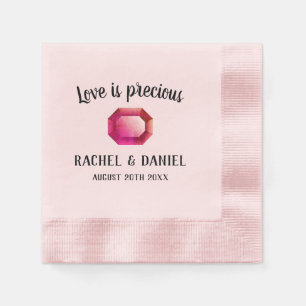 Serviette En Papier L'amour est une pierre précieuse rose précieuse na