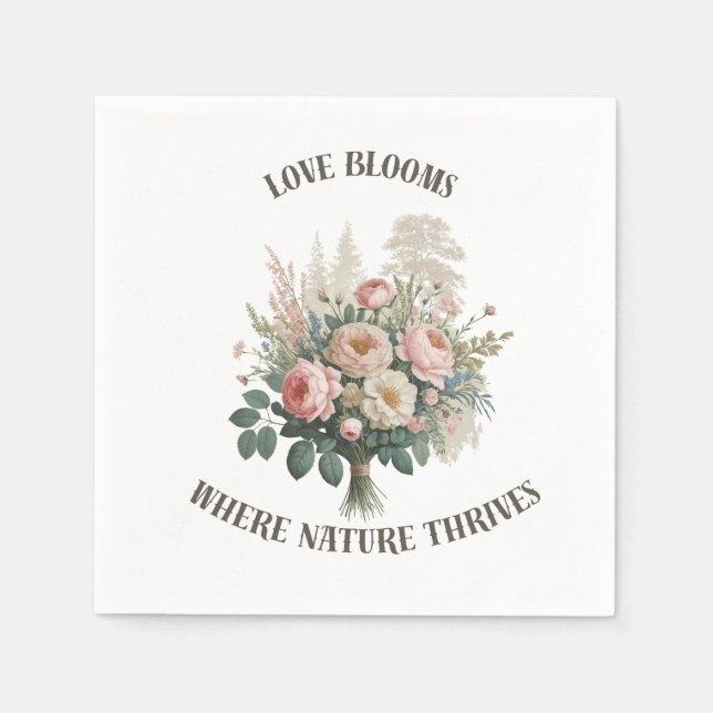 Serviette En Papier L'amour fleurit avec la nature (Devant)