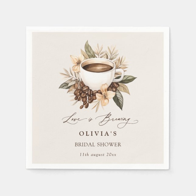 Serviette En Papier L'amour floral est brasser la Fête des mariées (Devant)