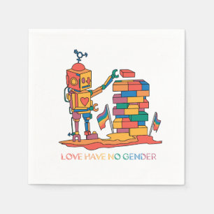 Serviette En Papier L'amour n'a pas de genre - Robot en bois arc-en-ci