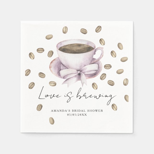Serviette En Papier L'amour se prépare Bridal shower Bow Coffee (Devant)
