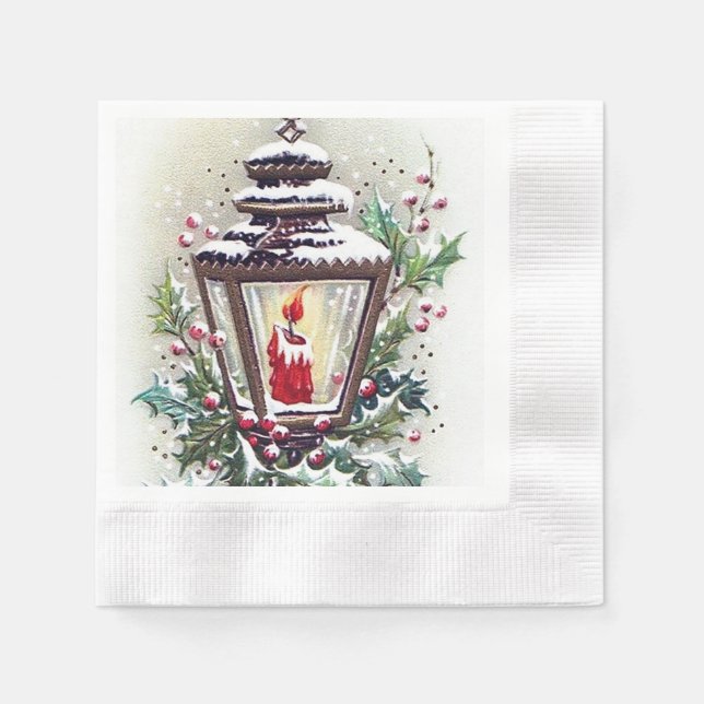 Serviette En Papier lampe de Noël rétro vintage (Devant)
